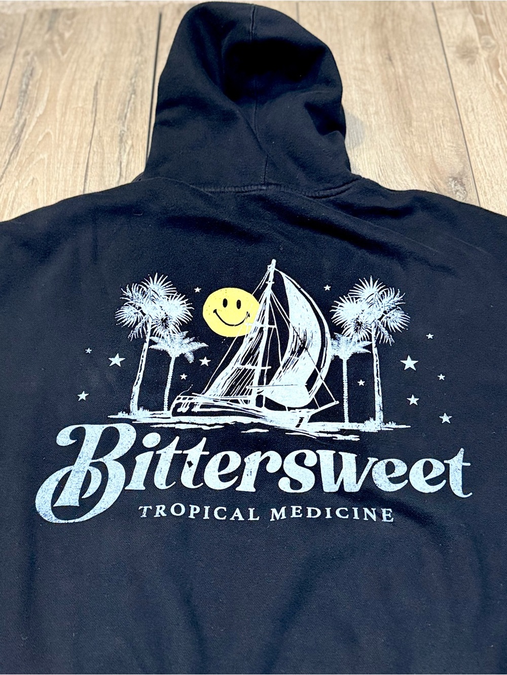 Bittersweet Tropical Medicine Graphic Hoodie Black Sailboat XL - Picture 6 of 13